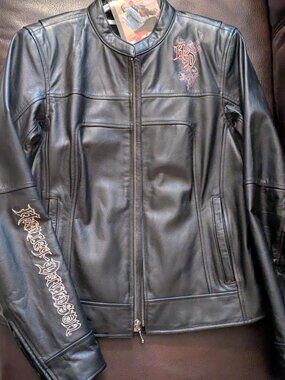 Harley Davidson - Genuine Leather Jacket and Hair Glove - Women